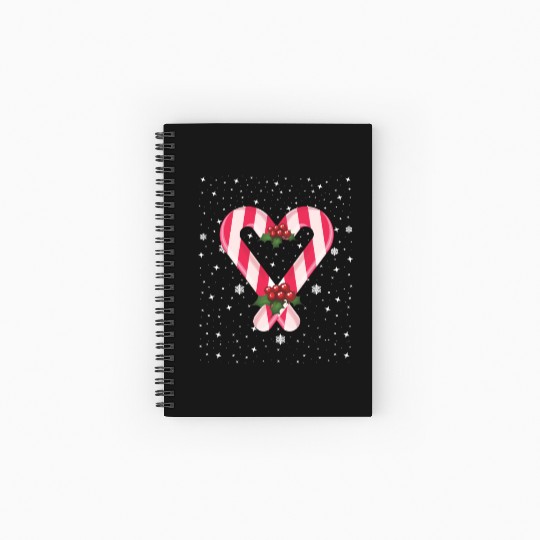 Candy Cane Hearts Christmas Xmas Holidays Santa Spiral Notebooks   Ruled Line