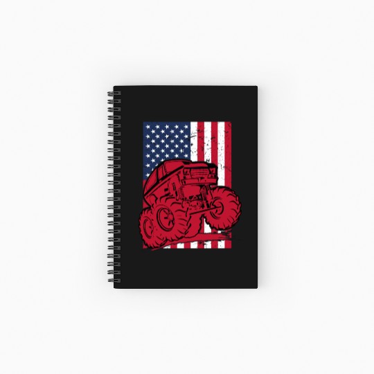 Monster Truck American Flag Spiral Notebooks   Ruled Line