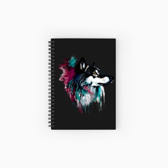 Colorful Wolf Spiral Notebooks   Ruled Line