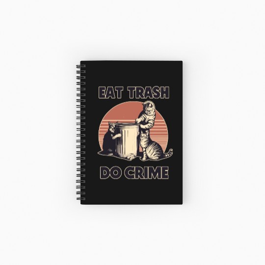 Retro Eat Trash Do Crime street cats Spiral Notebooks   Ruled Line