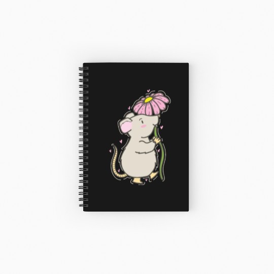 Mouse with Flower Nature Cheese Pet Spiral Notebooks   Ruled Line