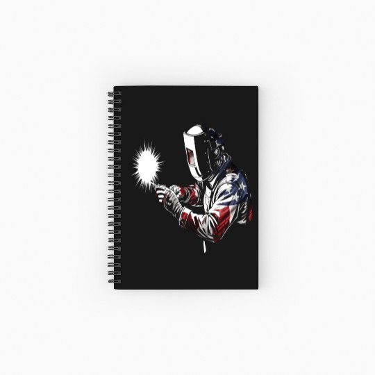 American Flag Welder Patriotic USA American Welder Spiral Notebooks   Ruled Line