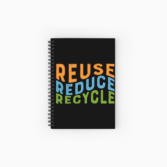 Earth Day Reuse Reduce Recycle - Eco Slogan Spiral Notebooks   Ruled Line