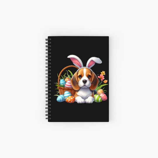 Beagle with bunny ears and easter eggs Spiral Notebooks   Ruled Line