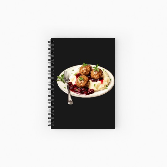 Swedish Meatballs Served With Mashed Potatoes and Spiral Notebooks   Ruled Line