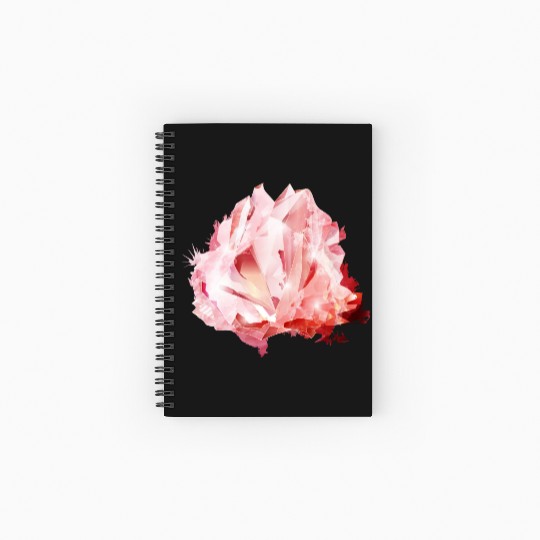 bright pink rose quartz crystal motif Spiral Notebooks   Ruled Line