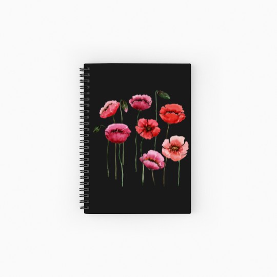 Poppies, spring bloomers, summer, flower, vintage. Spiral Notebooks   Ruled Line