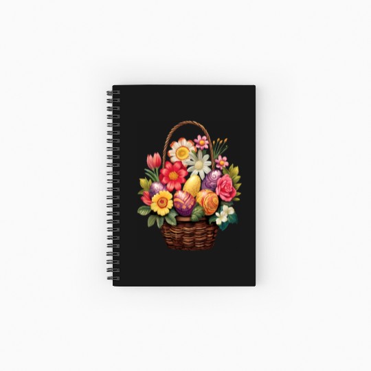 Easter Day Easter Egg Basket Spring Flowers Spiral Notebooks   Ruled Line