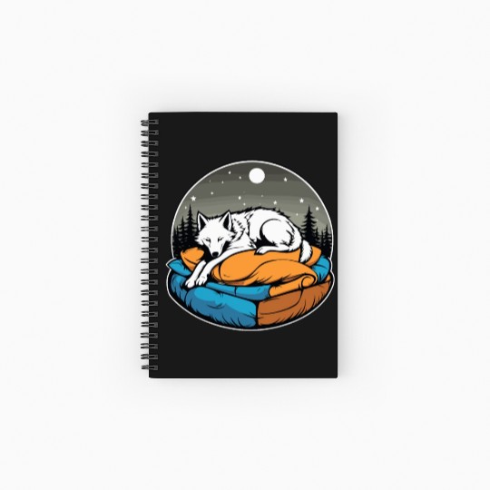 Sleeping Wolf Illustration Spiral Notebooks   Ruled Line