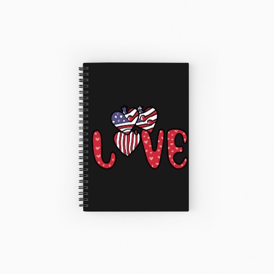 Flag Patriotic Lover Red Hearts US American Spiral Notebooks   Ruled Line