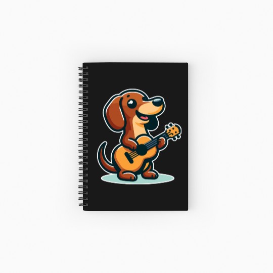 Cute Dachshund playing Guitar Spiral Notebooks   Ruled Line