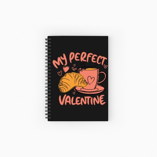Coffee and Croissant | My Perfect Valentine Spiral Notebooks   Ruled Line