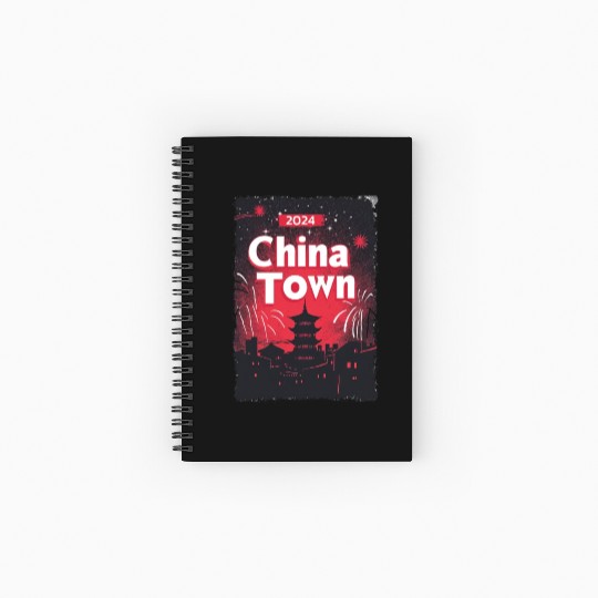 ChinaTown Ignites: Synthwave Red & Black Shiluette Spiral Notebooks   Ruled Line