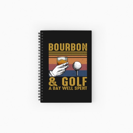Bourbon Golf Funny Golfer Bourbon Lover Spiral Notebooks   Ruled Line