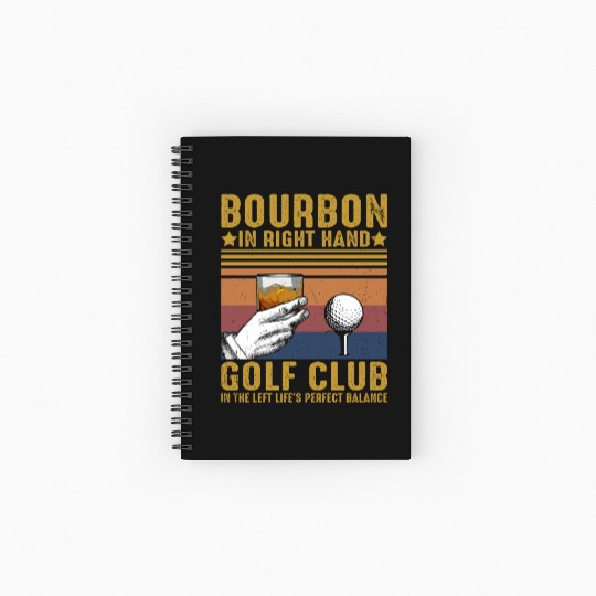Bourbon Golf Funny Golfer Bourbon Lover Spiral Notebooks   Ruled Line