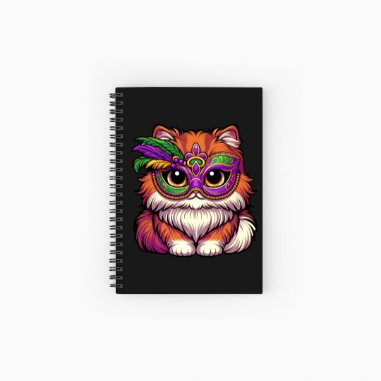 Mardi Gras Persian Cat, Dressed-up Cat Spiral Notebooks   Ruled Line