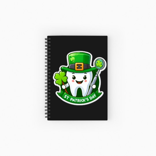 St patricks day cartoon dentist design, cute tooth Spiral Notebooks   Ruled Line
