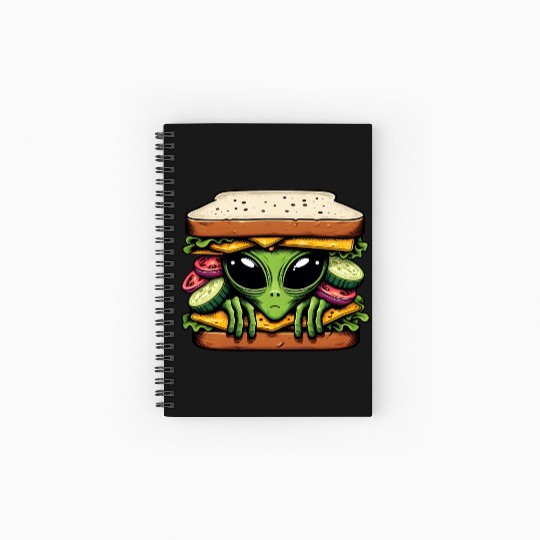 Alien Hiding in a Sandwich Spiral Notebooks   Ruled Line