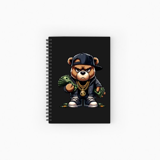 teddy bear with money Spiral Notebooks   Ruled Line