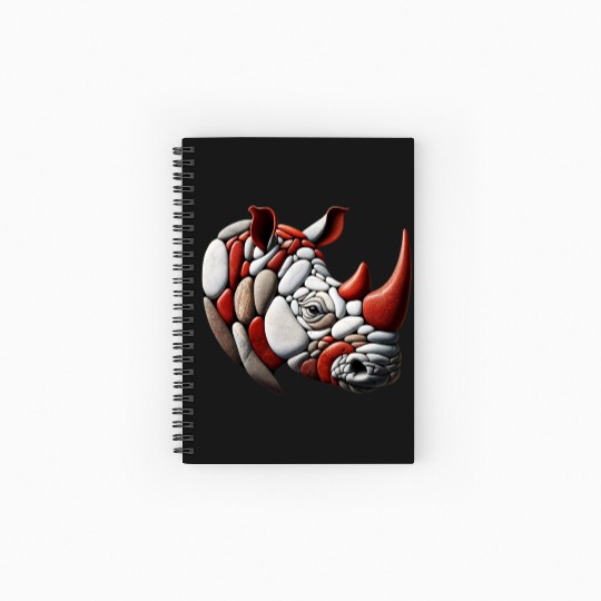 Rustic Terra Rhinoceros Pebble Art Piece Spiral Notebooks   Ruled Line