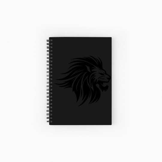 Waving Mane Lion Head Tattoo Ink Style Spiral Notebooks   Ruled Line