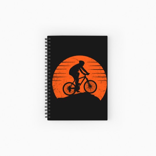 Mountain Bike Sunset Graphic Spiral Notebooks   Ruled Line