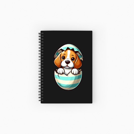 Colorful Beagle Dog Easter Egg Hatching Design Spiral Notebooks   Ruled Line