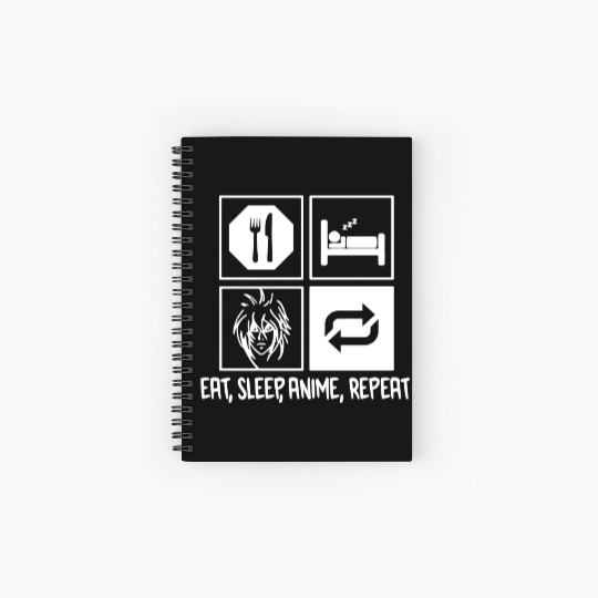 Eat Sleep Anime Repeat Spiral Notebooks   Ruled Line