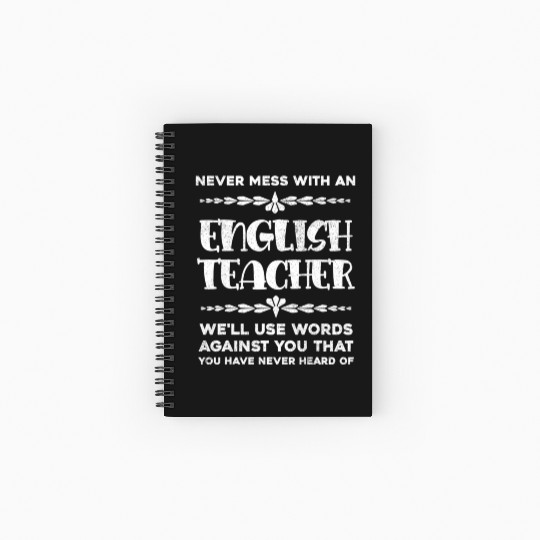 Never Mess With An English Teacher Funny Grammar Spiral Notebooks   Ruled Line