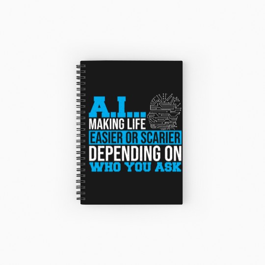 Computer Scientist Data Science Robot AI Prompt Spiral Notebooks   Ruled Line
