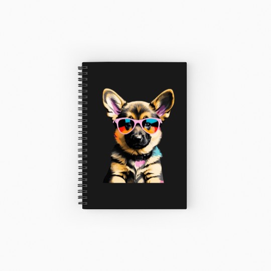 Cute German Sheppard Puppy Pop Art Spiral Notebooks   Ruled Line