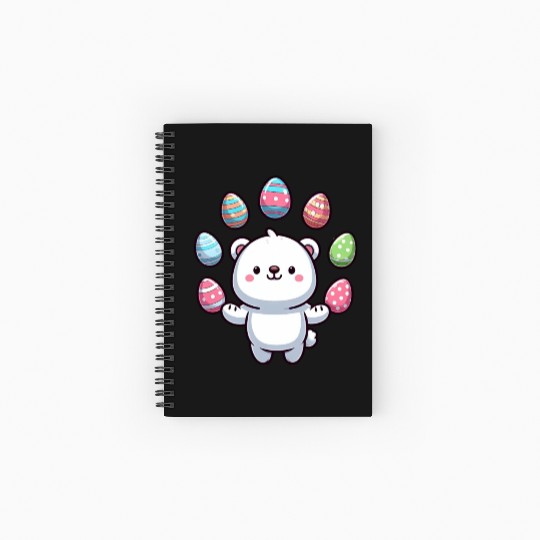 Cartoon Polar Bear Easter Egg Design Spiral Notebooks   Ruled Line