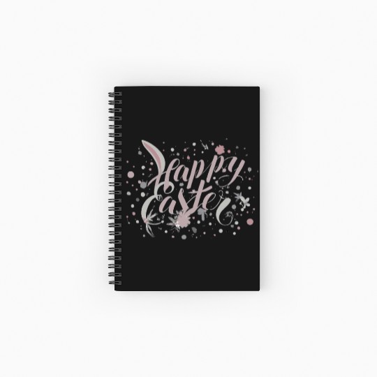 Chic Happy Easter Lettering With Spring Accents Spiral Notebooks   Ruled Line