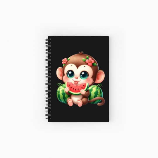 Monkey Eating Watermelon Spiral Notebooks   Ruled Line