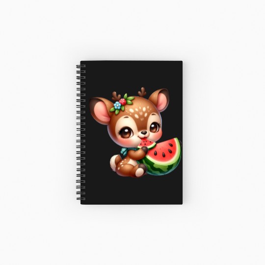 Deer Eating Watermelon Spiral Notebooks   Ruled Line