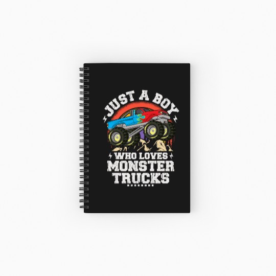 Just A Boy Who Loves Monster Trucks Toddler Kids Spiral Notebooks   Ruled Line