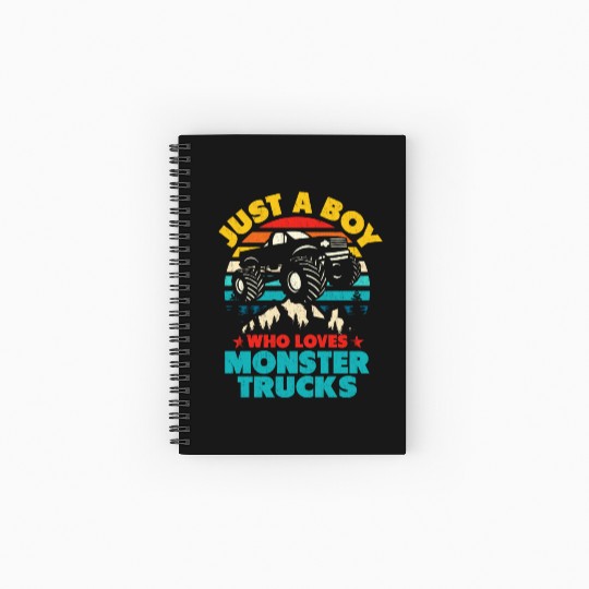 Just A Boy Who Loves Monster Trucks Toddler Kids Spiral Notebooks   Ruled Line