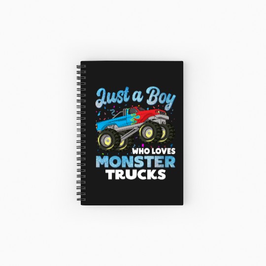 Just A Boy Who Loves Monster Trucks Toddler Kids Spiral Notebooks   Ruled Line