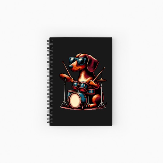 Dachshund Drummer Wiener Dog Design Spiral Notebooks   Ruled Line