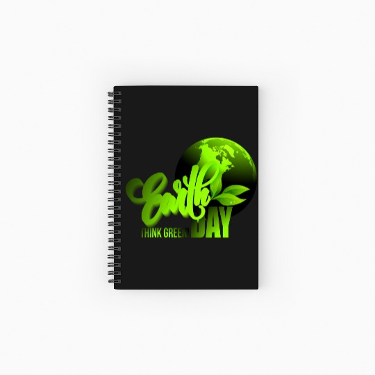 Earth day black bg Spiral Notebooks   Ruled Line