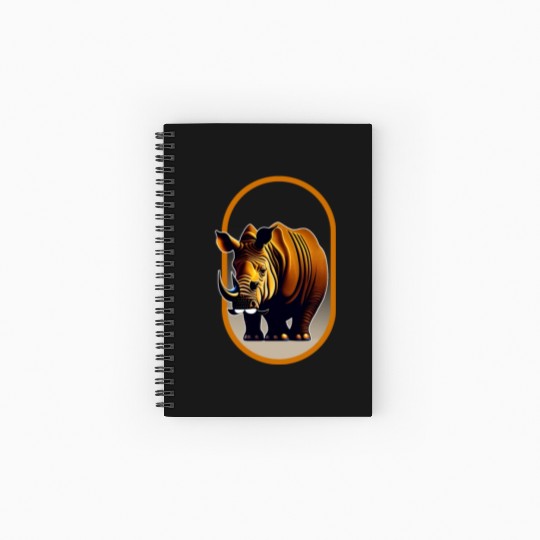 Javan Rhinoceros Illustration Spiral Notebooks   Ruled Line