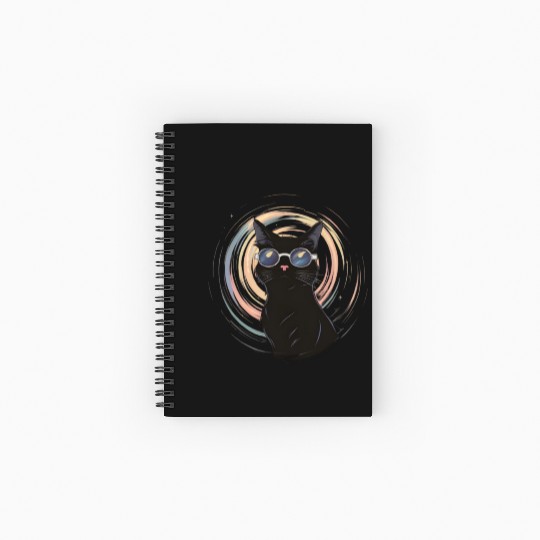 Solar Eclipse 2024 Cat Wearing Glasses Spiral Notebooks   Ruled Line