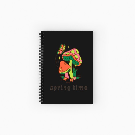 Funny retro hello spring time groovy flowers cute Spiral Notebooks   Ruled Line