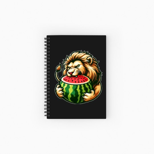 Lion Enjoying a Juicy Watermelon Spiral Notebooks   Ruled Line