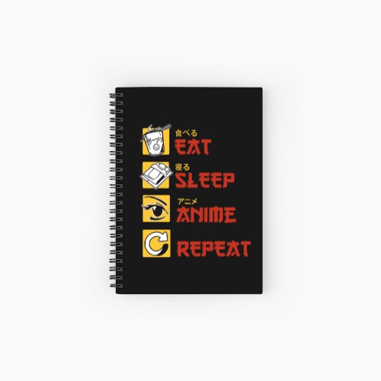 eat sleep anime repeat funny manga Spiral Notebooks   Ruled Line