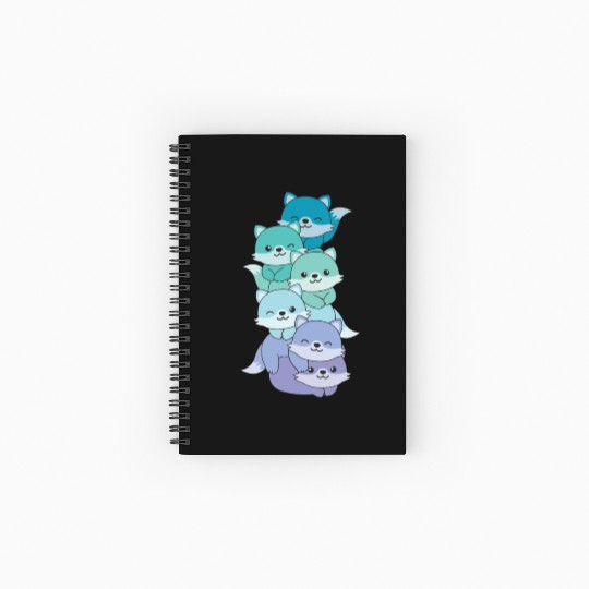 Neptunic Flag Pride Lgbtq Cute Fox Pile Spiral Notebooks   Ruled Line