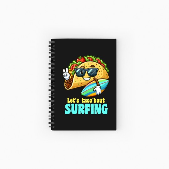 Let's Taco 'Bout Surfing Summer Fun Spiral Notebooks   Ruled Line
