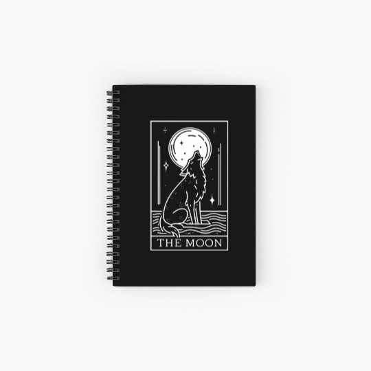 Tarot Card The Moon and Wolf Spiral Notebooks   Ruled Line