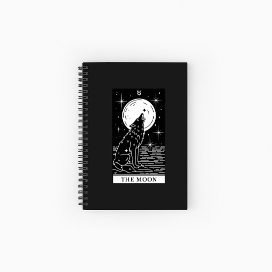 Tarot Card The Moon Wolf Howling Spiral Notebooks   Ruled Line