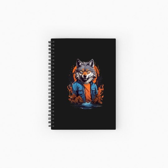 Design style wolf cartoon Spiral Notebooks   Ruled Line